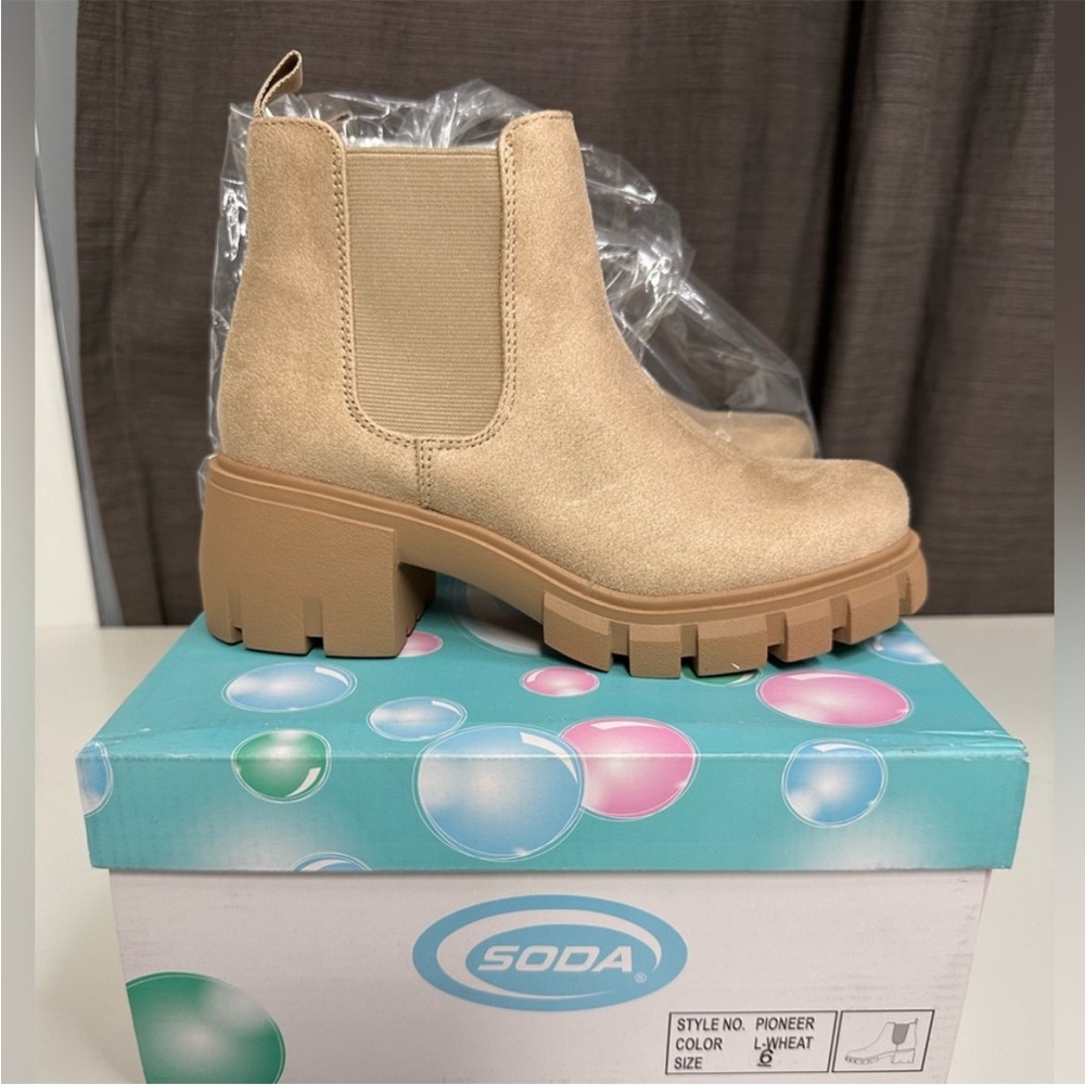 Soda Women's Light Tan Ankle Booties